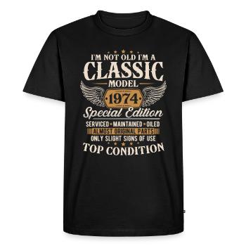 Classic 1974 Vintage Birthday Gift - Men's Premium Organic T-Shirt - black - Front - Nico (187cm)