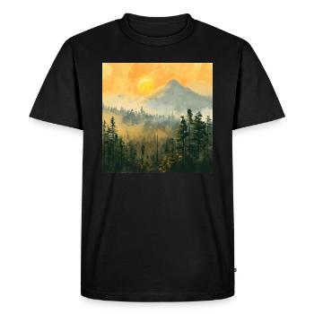 Montagnes, Paysage, Nature, Arbres, Soleil - T-shirt Premium bio Homme - noir - Devant - Nico (187cm)