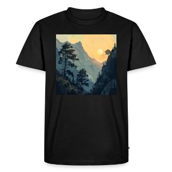 Montagnes, Paysage, Nature, Arbres, Soleil - T-shirt Premium bio Homme - noir - Devant - Nico (187cm)