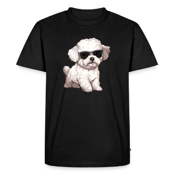 Bichon Frise, Bichon Frisé, Chien, Lunettes De Soleil - T-shirt Premium bio Homme - noir - Devant - Nico (187cm)