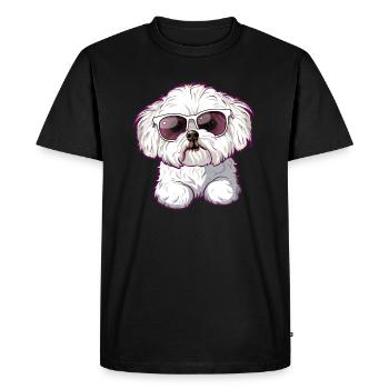 Bichon Frisé, Bichon Frise, Dog, Sunglasses - Men's Premium Organic T-Shirt - black - Front - Nico (187cm)