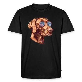 Short-haired Hungarian Pointing Dog, Vizsla - Men's Premium Organic T-Shirt - black - Front - Nico (187cm)