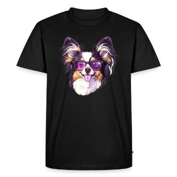 Épagneul miniature continental Papillon - T-shirt Premium bio Homme - noir - Devant - Nico (187cm)