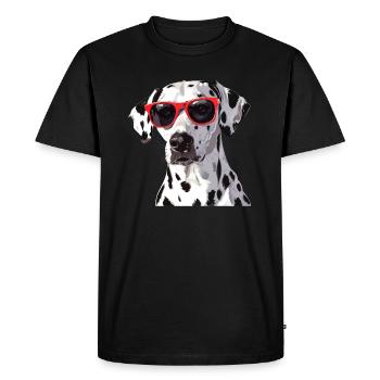 Dalmatien, chien, lunettes de soleil, été - T-shirt Premium bio Homme - noir - Devant - Nico (187cm)