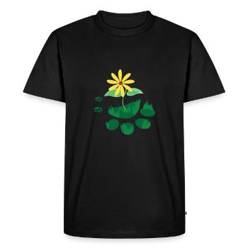 Chats empreintes de pattes avec fleur - T-shirt Premium bio Homme - noir - Devant - Nico (187cm)