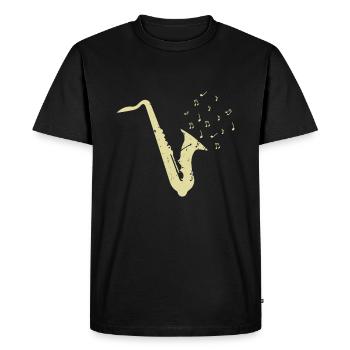 Saxophone with musical notes - Men's Premium Organic T-Shirt - black - Front - Nico (187cm)