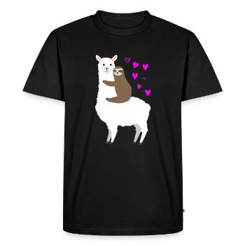 Alpaga paresseux amour - T-shirt Premium bio Homme - noir - Devant - Nico (187cm)