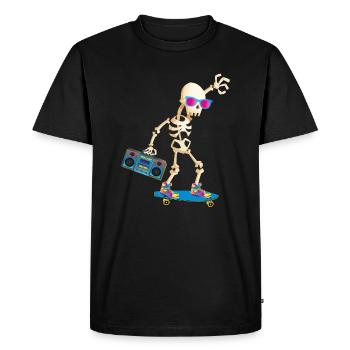 Squelette skateboard party 70 années 80 90 - T-shirt Premium bio Homme - noir - Devant - Nico (187cm)
