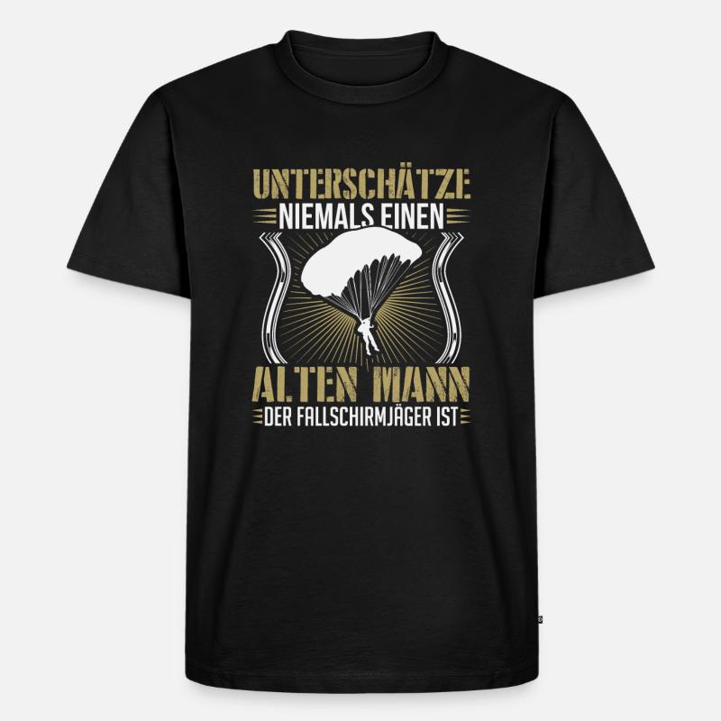 Fallschimspringer Bundeswehr Fallschirmjäger BW - Männer Premium Bio T-Shirt - Schwarz