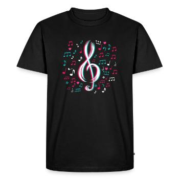 Clef notes de musique musique clé de sol - T-shirt Premium bio Homme - noir - Devant - Nico (187cm)