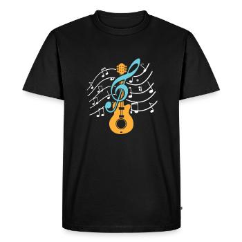 Guitariste clé de sol guitare - T-shirt Premium bio Homme - noir - Devant - Nico (187cm)