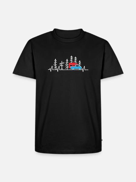Camping camper settling cabin heartbeat - Men's Premium Organic T-Shirt - black