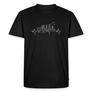 Womo Camping mit Hund Herzschlag Wohnmobil - Männer Premium Bio T-Shirt - Schwarz - Vorne - Nico (187cm)