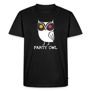 Vinyle Hibou Party Owl Vintage DJ - T-shirt Premium bio Homme - noir - Devant - Nico (187cm)