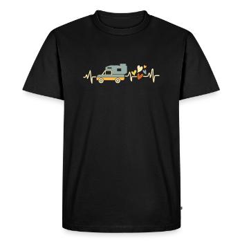 Pickup Cabin Heartbeat with Heart Camping - Men's Premium Organic T-Shirt - black - Front - Nico (187cm)