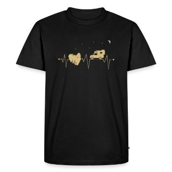 Pickup camping battement de coeur avec coeur la nuit - T-shirt Premium bio Homme - noir - Devant - Nico (187cm)