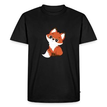 Cute fox with big eyes Fox - Men's Premium Organic T-Shirt - black - Front - Nico (187cm)