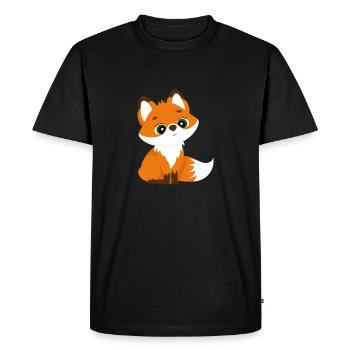 Cute fox with big eyes Fox - Men's Premium Organic T-Shirt - black - Front - Nico (187cm)