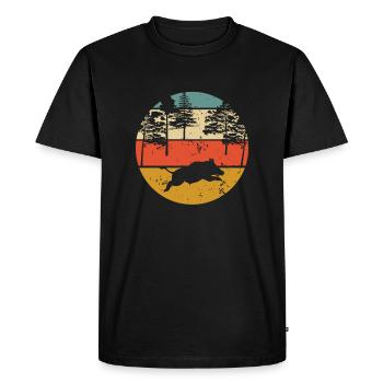 Wild Boar Hunter Vintage Hunting - Men's Premium Organic T-Shirt - black - Front - Nico (187cm)