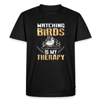 Watching Birds Is My Therapy Ornithologue - T-shirt Premium bio Homme - noir - Devant - Nico (187cm)