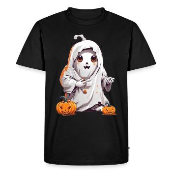 Halloween Ghost - Men's Premium Organic T-Shirt - black - Front - Nico (187cm)