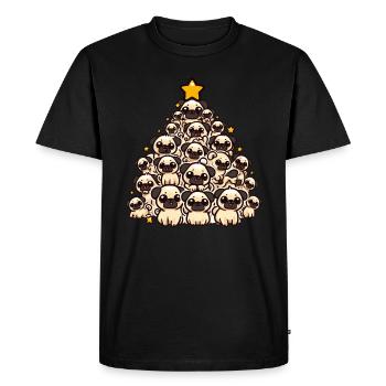 Festive Pug: A Dog Under the Christmas Tree - Men's Premium Organic T-Shirt - black - Front - Nico (187cm)