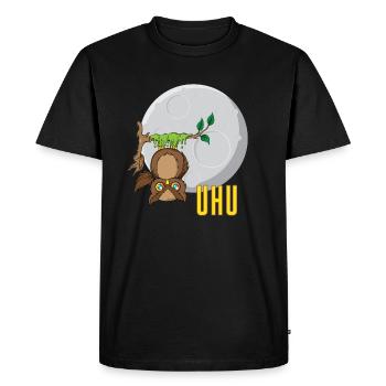 Hibou devant la lune - T-shirt Premium bio Homme - noir - Devant - Nico (187cm)