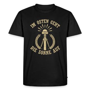 Le lever du soleil est à l'est - T-shirt Premium bio Homme - noir - Devant - Nico (187cm)