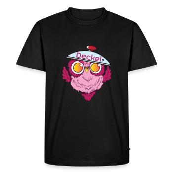 Chouette en couple avec couvercle et sans pot - T-shirt Premium bio Homme - noir - Devant - Nico (187cm)