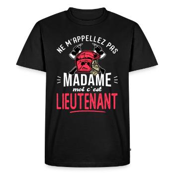 sapeurs pompiers lieutenant humour grade pompier - T-shirt Premium bio Homme - noir - Devant - Nico (187cm)