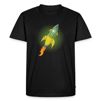 Rocket Comic Spaceship Spacecraft Missile - T-shirt Premium bio Homme - noir - Devant - Nico (187cm)