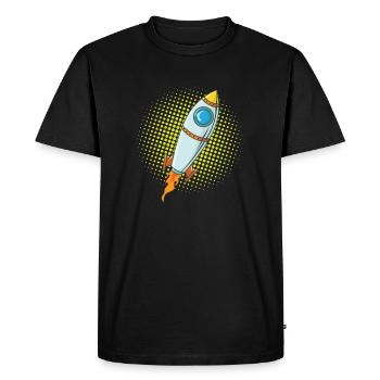 Moon Rocket Spaceship Comic Missile - T-shirt Premium bio Homme - noir - Devant - Nico (187cm)