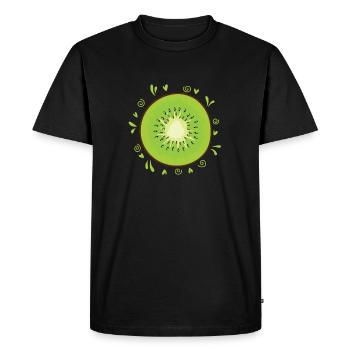 Kiwi Slice Fruit Fruit Animal Nouvelle-Zélande - T-shirt Premium bio Homme - noir - Devant - Nico (187cm)