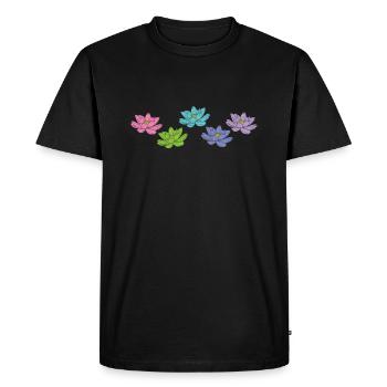 Fleurs de lotus Fleurs de lotus Fleur de plante Fleur - T-shirt Premium bio Homme - noir - Devant - Nico (187cm)