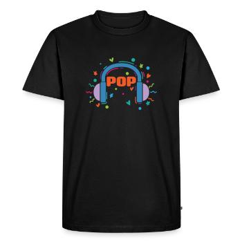 Pop Music with Headphones Singer Stars - Men's Premium Organic T-Shirt - black - Front - Nico (187cm)