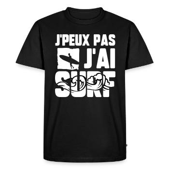 J’peux pas j’ai surf - T-shirt Premium bio Homme - noir - Devant - Nico (187cm)