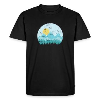 Mountains with snow landscape and forests - Men's Premium Organic T-Shirt - black - Front - Nico (187cm)