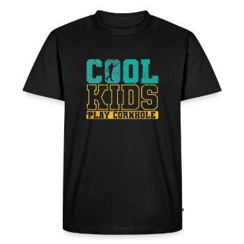 Cool Kids play Cornhole Leisure Hobby - Men's Premium Organic T-Shirt - black - Front - Nico (187cm)