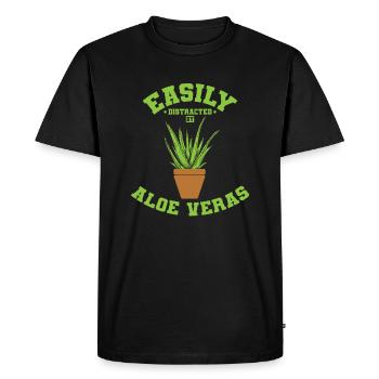 Facilement distrait par la plante médicinale Aloe Veras - T-shirt Premium bio Homme - noir - Devant - Nico (187cm)