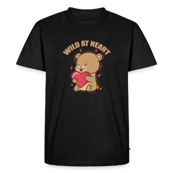 Wild at Heart Bear Animal Forest - T-shirt Premium bio Homme - noir - Devant - Nico (187cm)