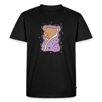 Ours dans une couverture câline animal forestier - T-shirt Premium bio Homme - noir - Devant - Nico (187cm)