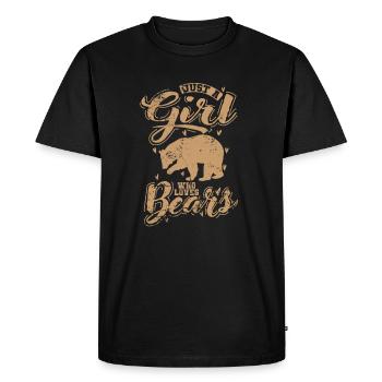 Just a Girls who loves Bears pink bear - Men's Premium Organic T-Shirt - black - Front - Nico (187cm)