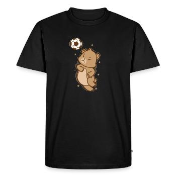 Ours jouant au football Animal de la forêt - T-shirt Premium bio Homme - noir - Devant - Nico (187cm)