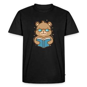 Un ours lit un livre animal forestier - T-shirt Premium bio Homme - noir - Devant - Nico (187cm)