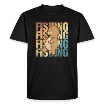 Bear Goes Fishing Forest Animal - Men's Premium Organic T-Shirt - black - Front - Nico (187cm)