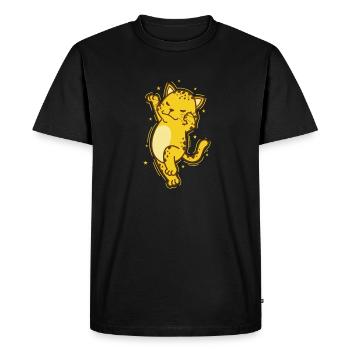 Léopard dansant grand félin prédateur Afrique - T-shirt Premium bio Homme - noir - Devant - Nico (187cm)