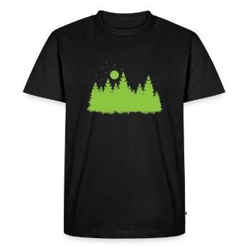 Forêt avec des feuilles dans l’environnement - T-shirt Premium bio Homme - noir - Devant - Nico (187cm)