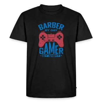 de jour Gamer by Night Coiffeur - T-shirt Premium bio Homme - noir - Devant - Nico (187cm)