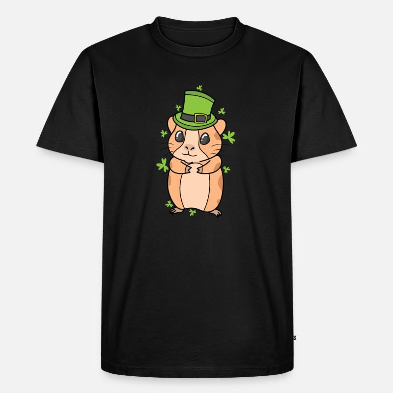 Cochon d’Inde avec trèfle Saint-Patrick - T-shirt Premium bio Homme - noir