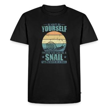 Be a Snail if you can Snail Shell Animal - Men's Premium Organic T-Shirt - black - Front - Nico (187cm)